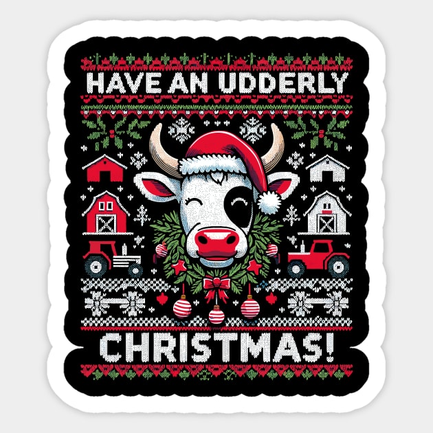 Funny Ugly Christmas Cow Holiday Design Sticker by Indigo Lake